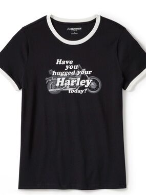 EUC Harley Davidson Graphic Retro Style T-Shirt. Black w White Trim Size 2X